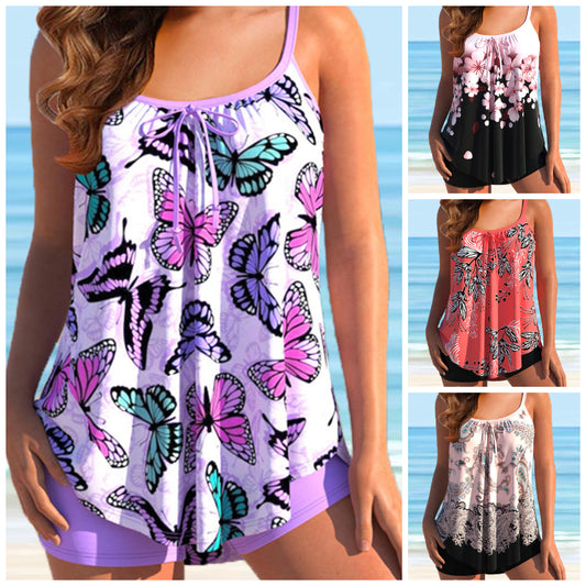 🌈🌴✨【S-4XL】 2025 Nové dvoudílné bikiny Plus Size s potiskem