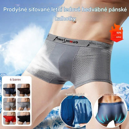 【6 piezas】 Calzoncillos bóxer de seda de hielo para hombre con malla transpirable