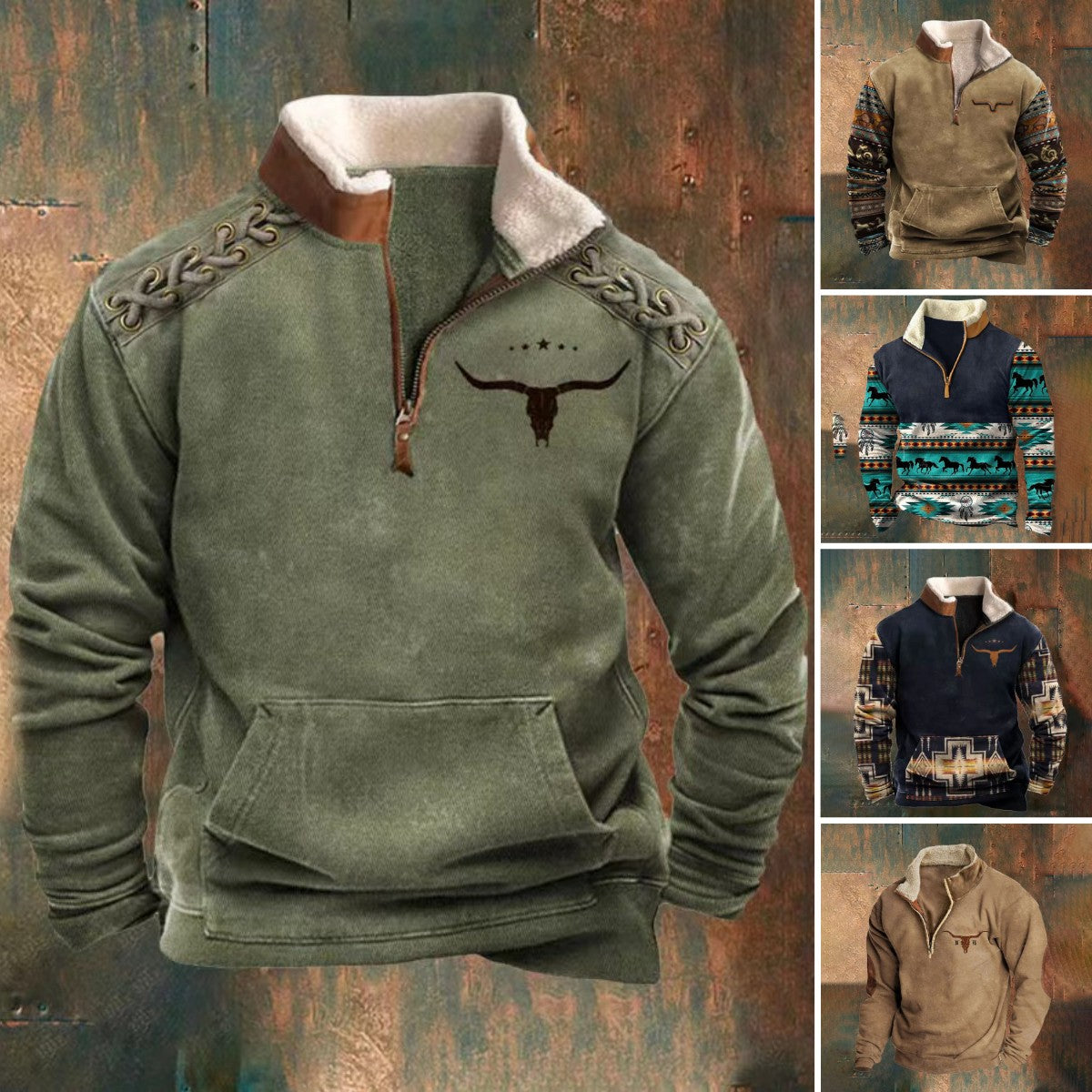 👕【50% ОТСТЪПКА】【S-4XL】2025 Есенно-зимен мъжки моден, топъл пуловер с дълъг ръкав и 3D щампа