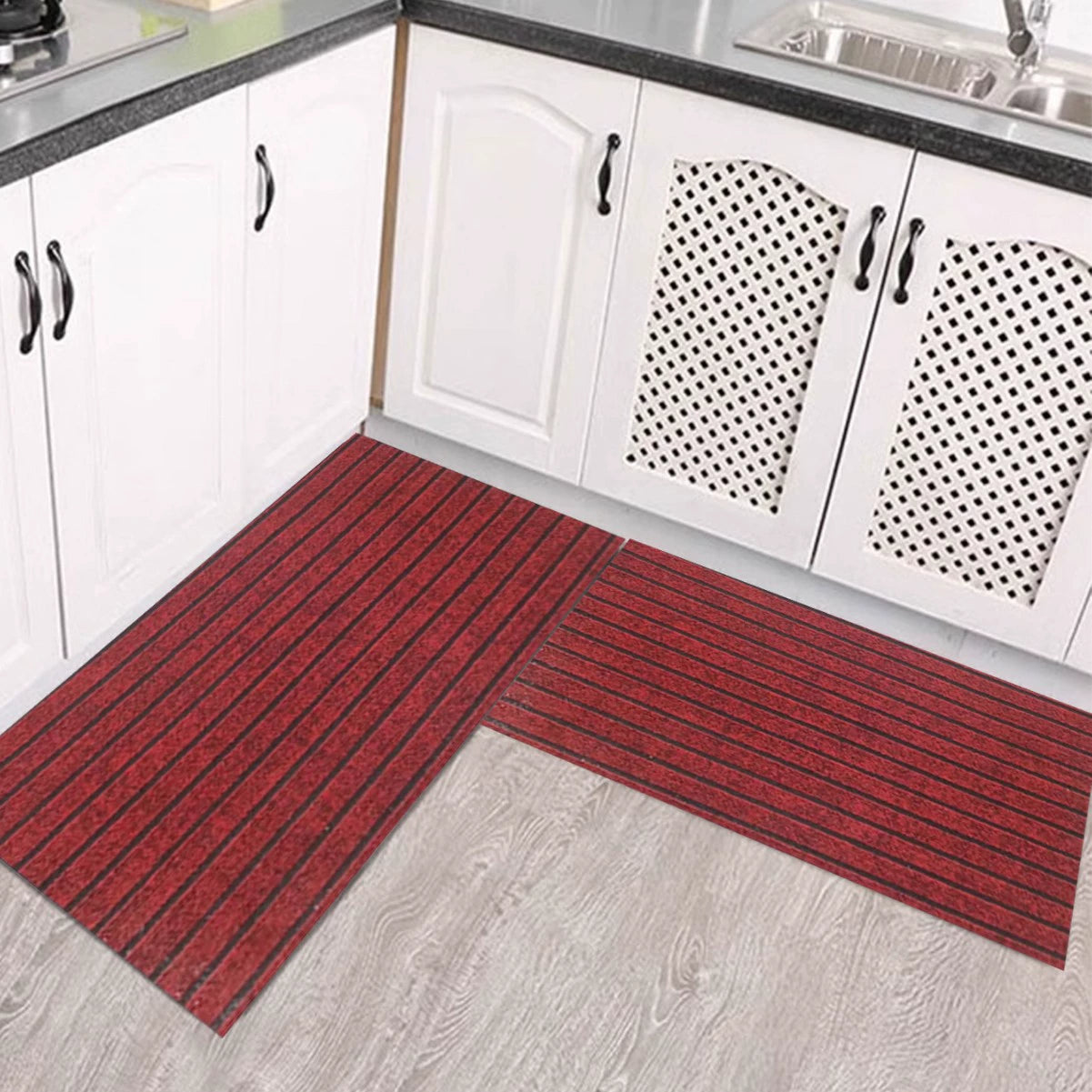 💥(40*60cm+40*120cm) Tapete de cocina con rayas antideslizantes que absorben agua y aceite.