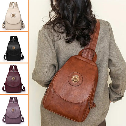 🎒【Výprodej】✨Kožený batoh s několika kapsami