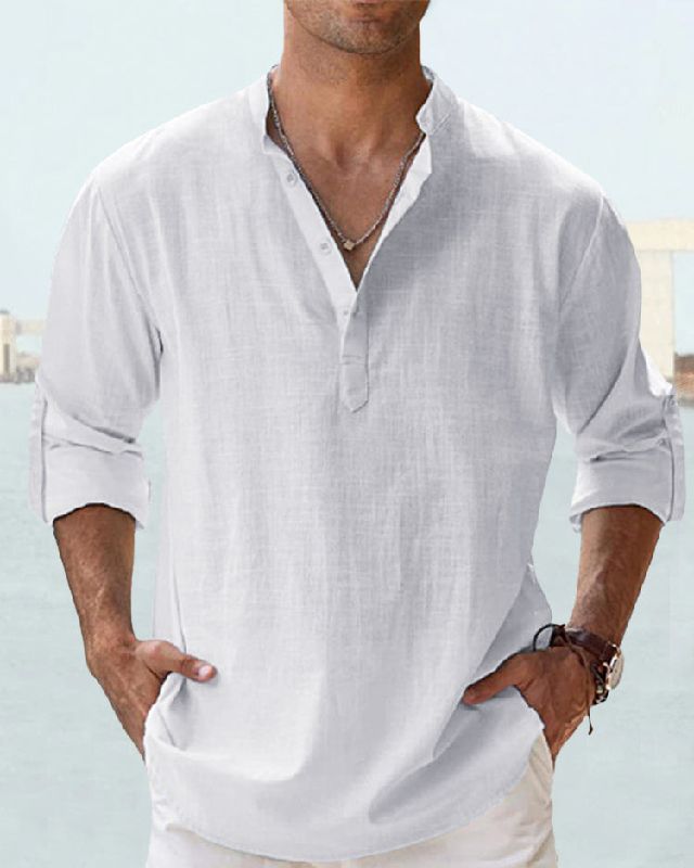 🤩【S-5XL】Camisa de manga larga para hombre, material de algodón y lino.