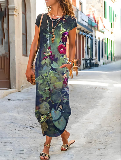 🌸【S-3XL】Nové jarní 2025 dámské stylové elegantní dlouhé šaty s potiskem