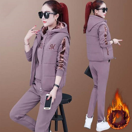 🔥【Kalhoty + Svetr + Vesta】Nový stylový dámský teplý sametový overal pro sport i volný čas