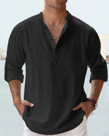 🤩【S-5XL】Camisa de manga larga para hombre, material de algodón y lino.