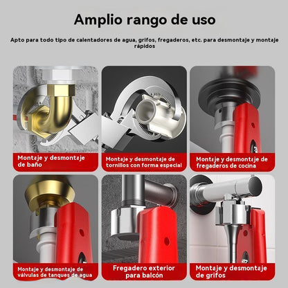 Llave ajustable para baño de aleación de aluminio multifuncional, llave para manguera de grifo y llave para fregadero.