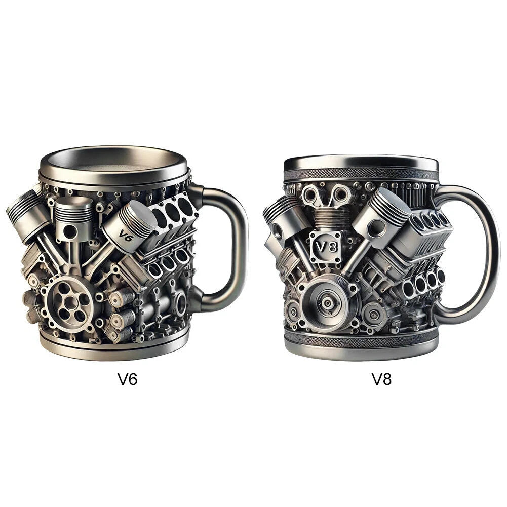 🎁☕ Šálka na kávu Creative Engine V6V8 z nehrdzavejúcej ocele, mechanický dizajn