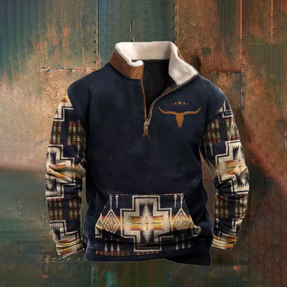 👕【50% ОТСТЪПКА】【S-4XL】2025 Есенно-зимен мъжки моден, топъл пуловер с дълъг ръкав и 3D щампа