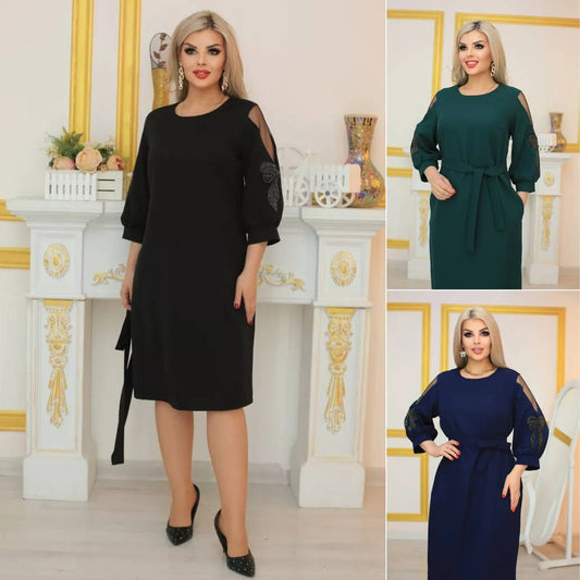 🌈💐【S-5XL】 Nové teplé a stylové jednobarevné šaty-3849240