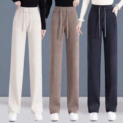 👖【40–110 kg】🔥【Kupite eno, dobite eno brezplačno】✅Nove žametne hlače s širokimi hlačnicami, zelo udobne za nošenje.