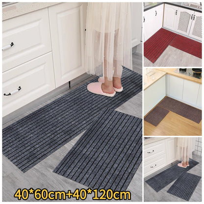 💥(40*60cm+40*120cm) Tapete de cocina con rayas antideslizantes que absorben agua y aceite.