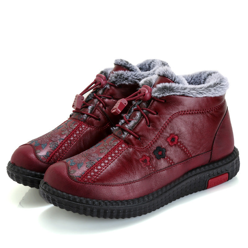 🔥🔥【35-40】Botas de nieve de cuero con forro térmico y suela antideslizante para invierno