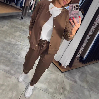 🧥🌙 【Vysoká kvalita】Pohodlná a štýlová, s vynikajúcim komfortom – ležérna súprava mikiny a bundy je teraz dostupná! 💃【Top + Nohavice】