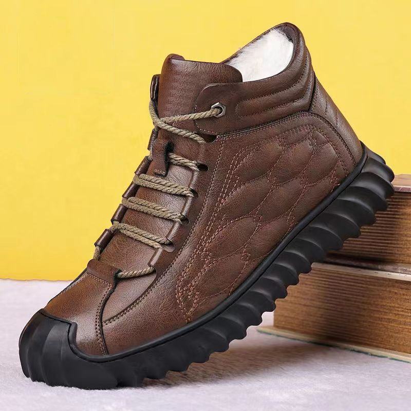 【39-44】Нови зимни мъжки кадифени ботуши от кожа