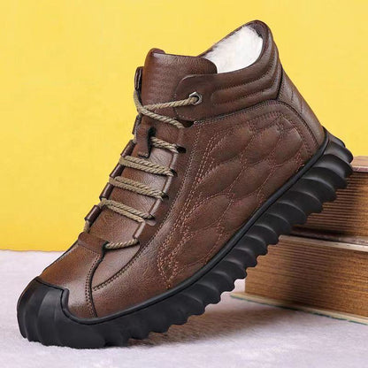 【39-44】Нови зимни мъжки кадифени ботуши от кожа