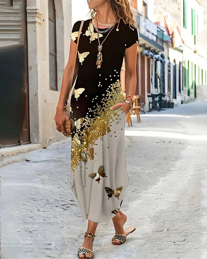 🌸【S-3XL】Nové jarní 2025 dámské stylové elegantní dlouhé šaty s potiskem