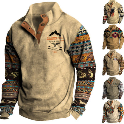 🔥🔥【50% zľava】【S-3XL】 neformálna retro módna 3D tlač pánske s dlhými rukávmi