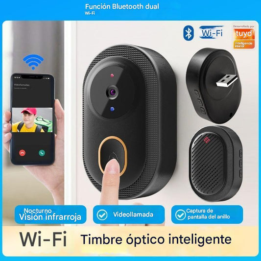 🔥Cámara con timbre inalámbrico: 1080P HD, gran ángulo de 75°, resistente al agua, adecuada para uso en exteriores, con función de visión nocturna por infrarrojos.