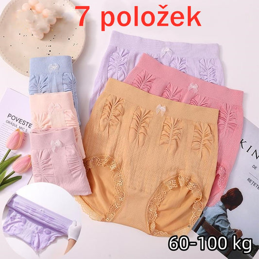 👩🔥【40% sleva】【7 kusů】(60-100kg) Antibakteriální spodní prádlo na kontrolu břicha, vysoká elasticita, vysoký pas, spodní prádlo větší velikosti-3887834