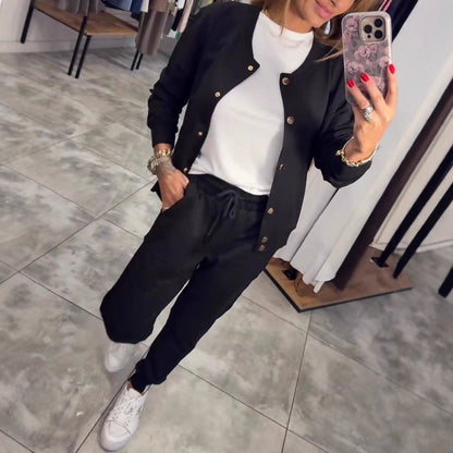 🧥🌙 【Vysoká kvalita】Pohodlná a štýlová, s vynikajúcim komfortom – ležérna súprava mikiny a bundy je teraz dostupná! 💃【Top + Nohavice】