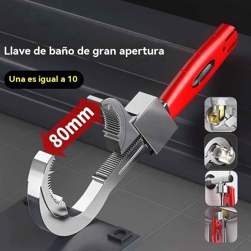 Llave ajustable para baño de aleación de aluminio multifuncional, llave para manguera de grifo y llave para fregadero.