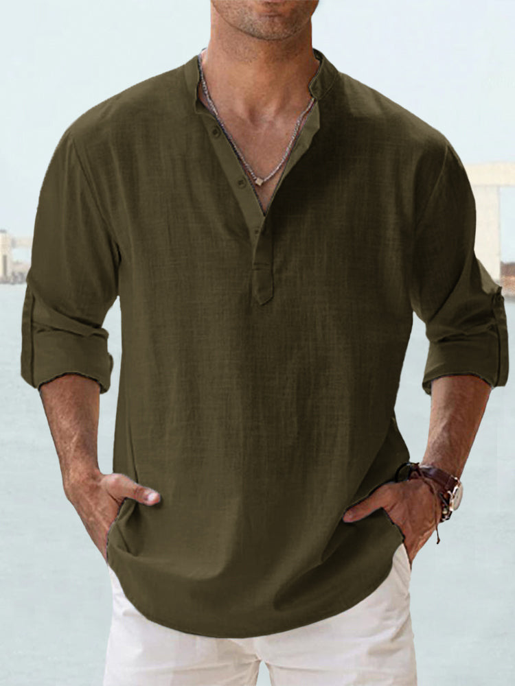 👕🤩【S-5XL】Pánské tričko s dlouhým rukávem, materiál bavlna a lněný materiál