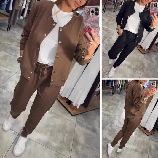 🧥🌙 【Vysoká kvalita】Pohodlná a štýlová, s vynikajúcim komfortom – ležérna súprava mikiny a bundy je teraz dostupná! 💃【Top + Nohavice】