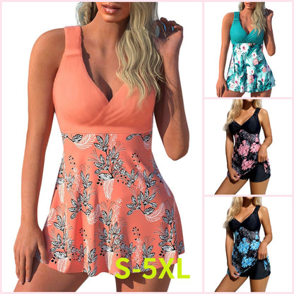 🌴🏖️【Último día - 50% de descuento🔥】【S-5XL】Nuevo conjunto de traje de baño estampado, diseño de tallas grandes, incluye shorts, tela de secado rápido