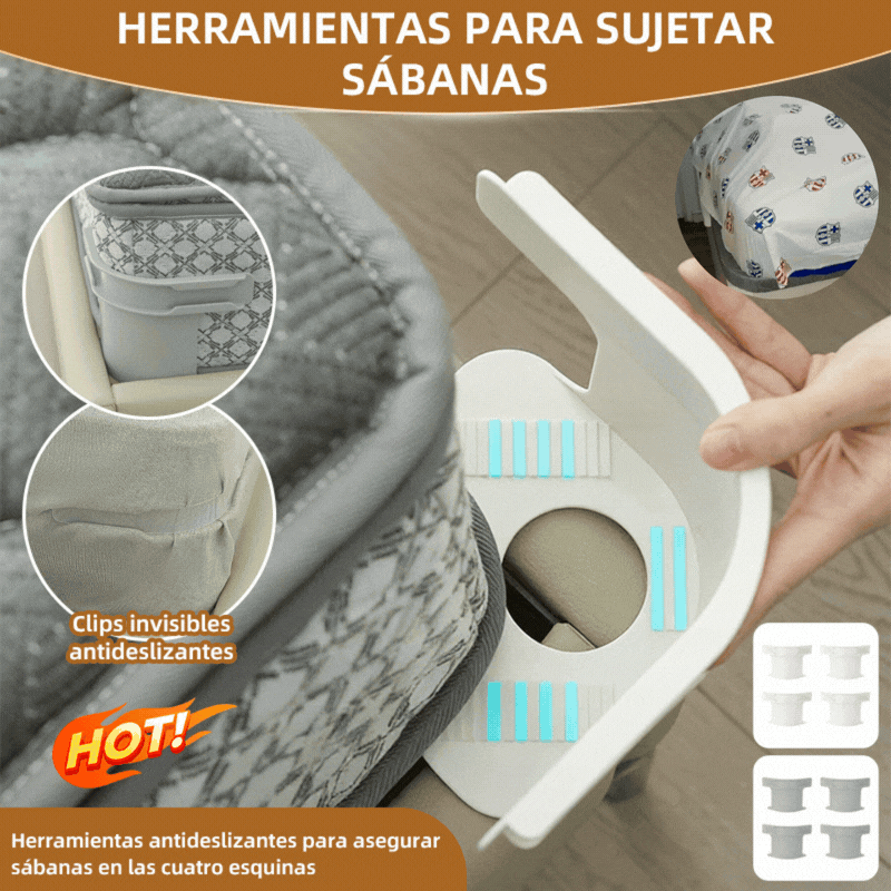 【Compra 4 y llévate 4 gratis】🧵🏠Sujetadores Invisibles para Sábanas – Sin Agujas, Antideslizantes y Fáciles de Usar