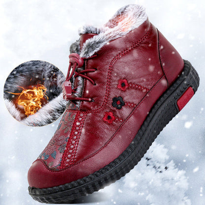 🔥🔥【35-40】Botas de nieve de cuero con forro térmico y suela antideslizante para invierno