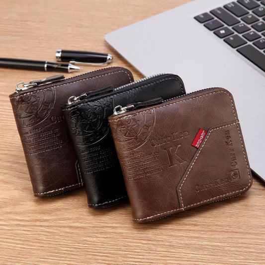 💳💼【Kupte jeden a dostanete jeden zdarma】 Pánská peněženka na zip v retro stylu, malá postava velká kapacita