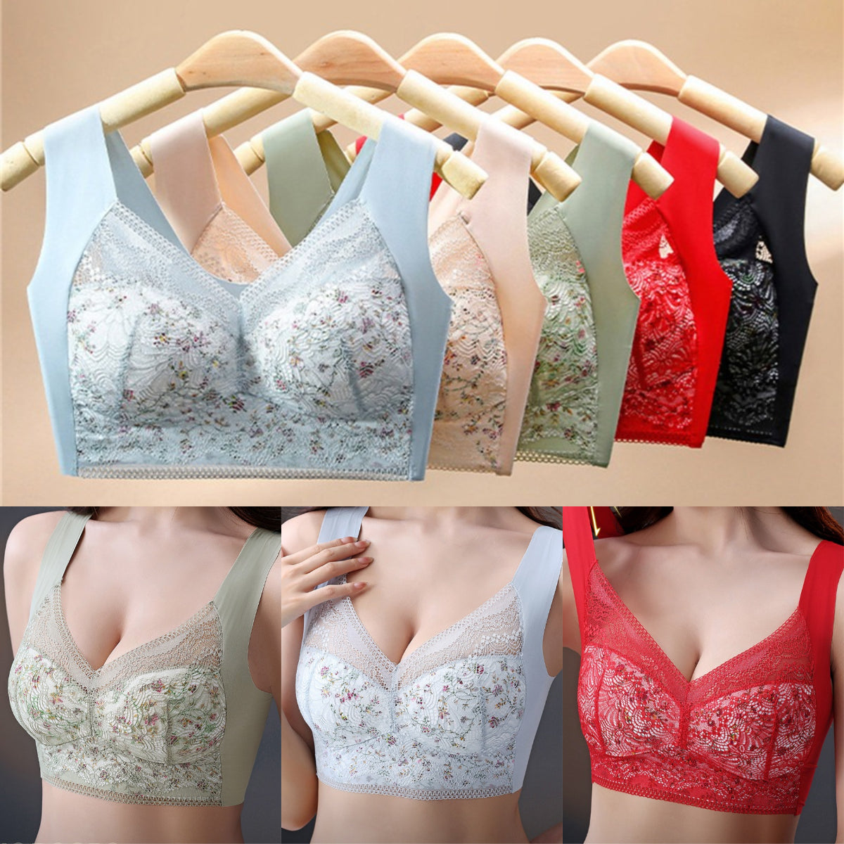 【Conjunto de 3 piezas】💕🎁sujetador ultrafino transpirable y ajustable de seda de hielo (40 kg-100 kg)