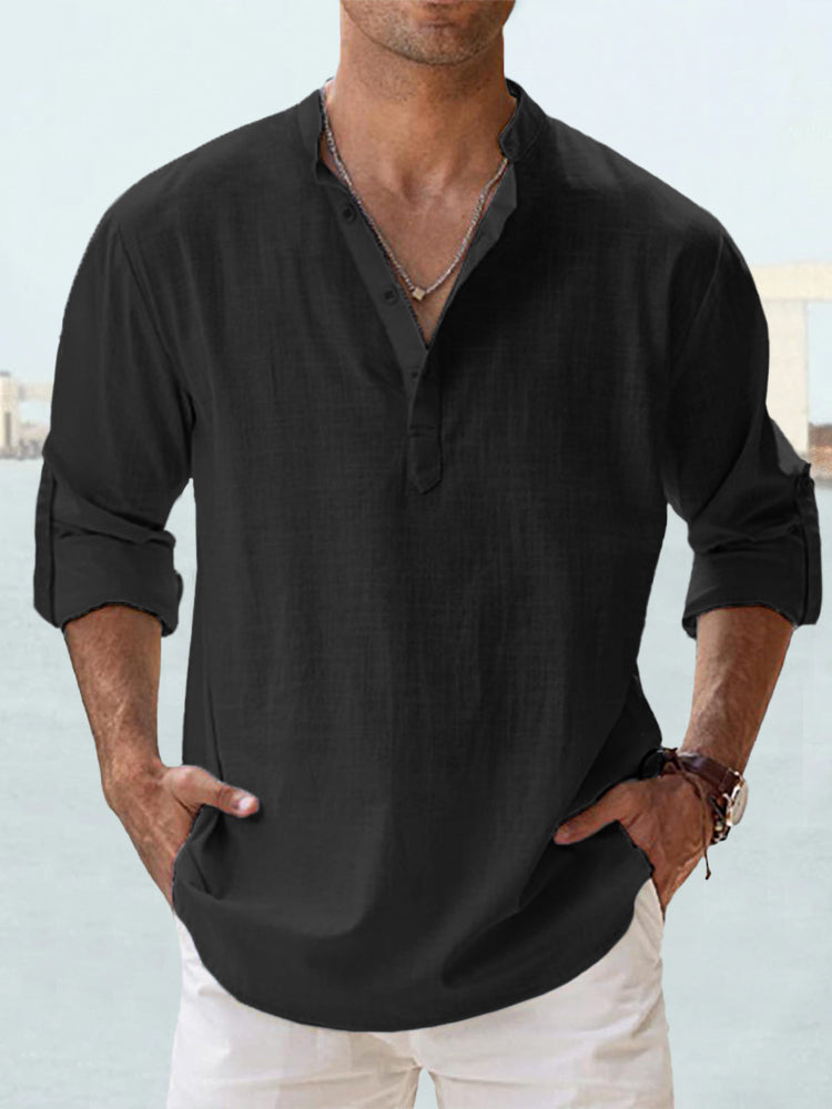 🤩【S-5XL】Camisa de manga larga para hombre, material de algodón y lino.