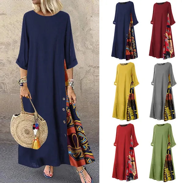 ✨💕【Letní speciální nabídky🔥】【M-5XL】Nové elegantní retro šaty s potiskem z roku 2025