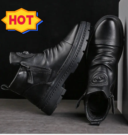 ⏳Nuevos modelos de otoño e invierno 39-44【】 nuevas botas de piel para hombre, piel de vacuno de alta calidad, hechas a mano.