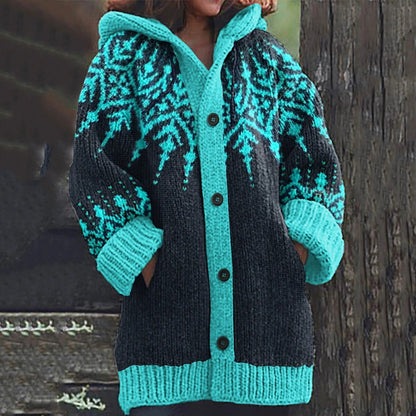 🔥【високо качество】【S~5XL】❄Елегантно ретро яке с качулка в цвят снежинка