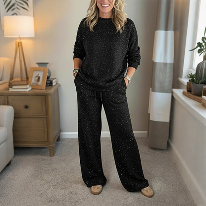 🎄🔥Nuevo conjunto de moda para mujer: Conjunto holgado de dos piezas con capucha navideña brillante