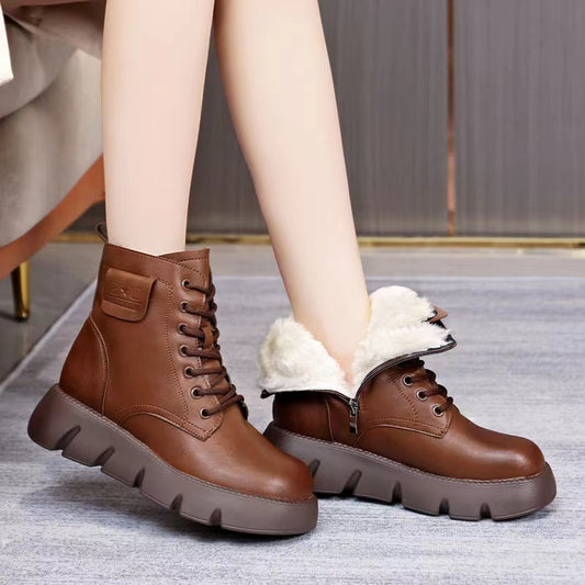 ⛄️👢【35-40】Nové zimní zimní boty se silnou podrážkou a sametově teplé sněhule s měkkou podrážkou, voděodolné a protiskluzové-3831796