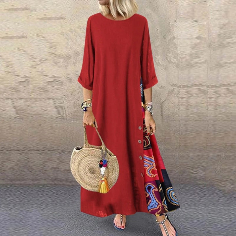 ✨💕【Letní speciální nabídky🔥】【M-5XL】Nové elegantní retro šaty s potiskem z roku 2025