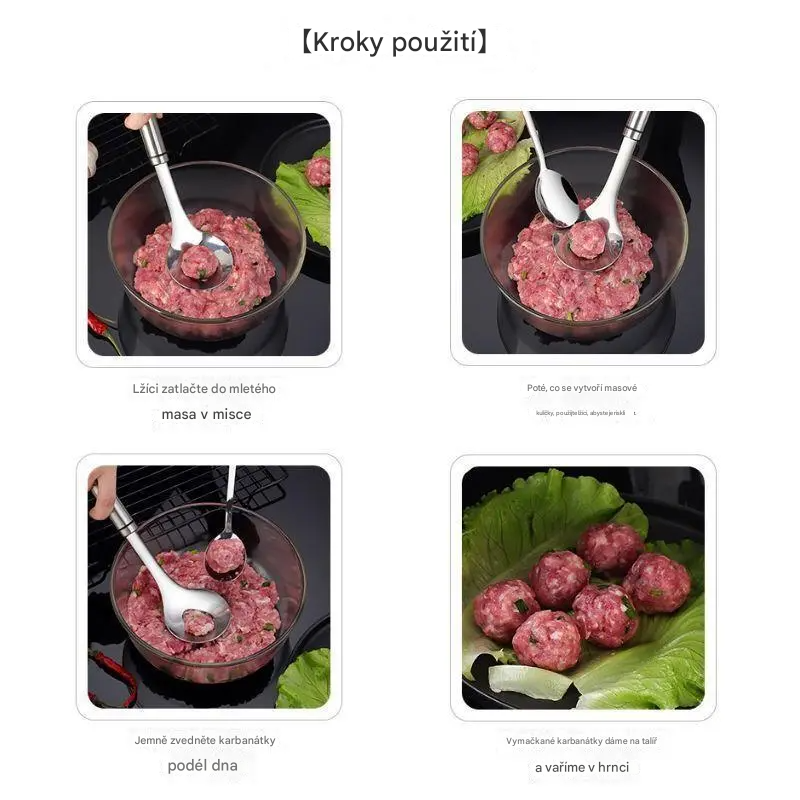 【3 kusy】🤤 Lžíce na masové kuličky z nerezové oceli 304 – snadná příprava masových, krevetových a dalších druhů kuliček!-3860667