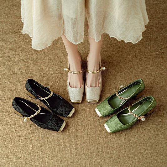 💕🌈【35-40】✨Dámské boty Mary Jane, s retro vzorem a vyšívanými květinami, trendy, léto 2025👡