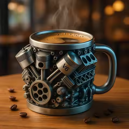 🎁☕ Šálka na kávu Creative Engine V6V8 z nehrdzavejúcej ocele, mechanický dizajn