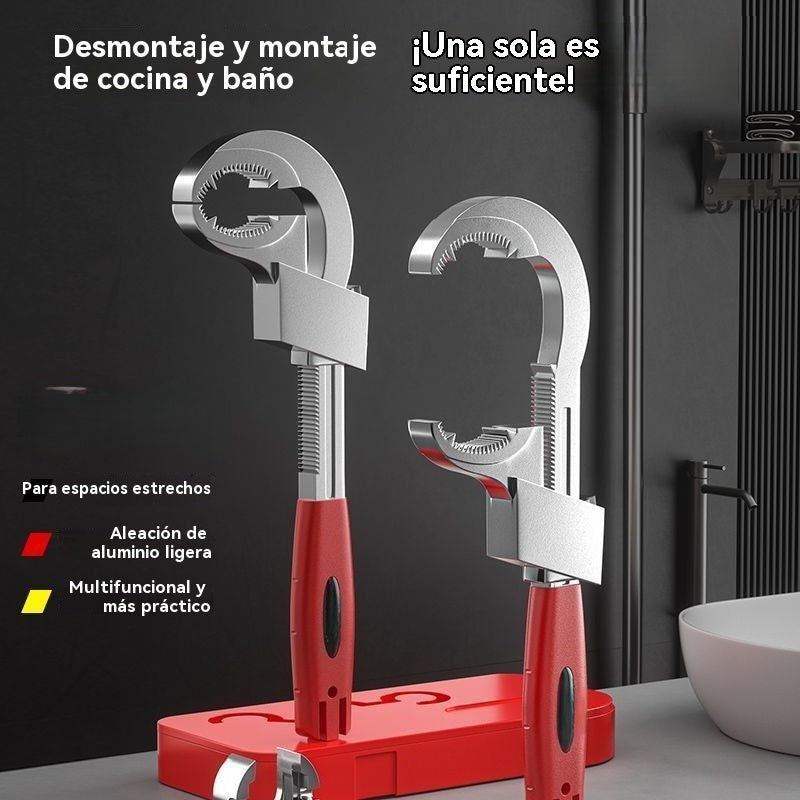Llave ajustable para baño de aleación de aluminio multifuncional, llave para manguera de grifo y llave para fregadero.