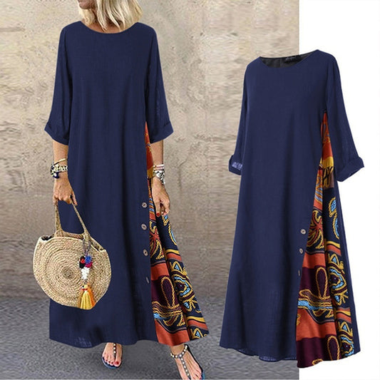✨💕【Letní speciální nabídky🔥】【M-5XL】Nové elegantní retro šaty s potiskem z roku 2025