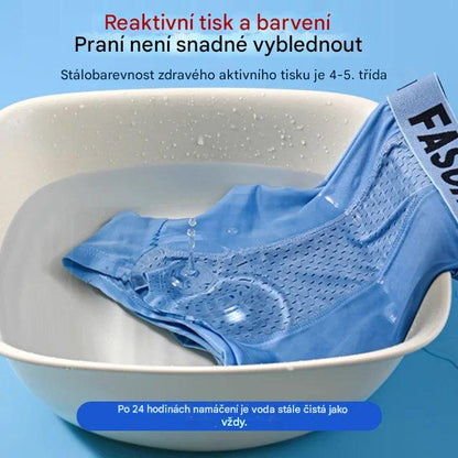 🔵【6 kusů/12kusů】Nový styl, pohodlné a prodyšné, síťované, ledové hedvábné boxerky velké velikosti