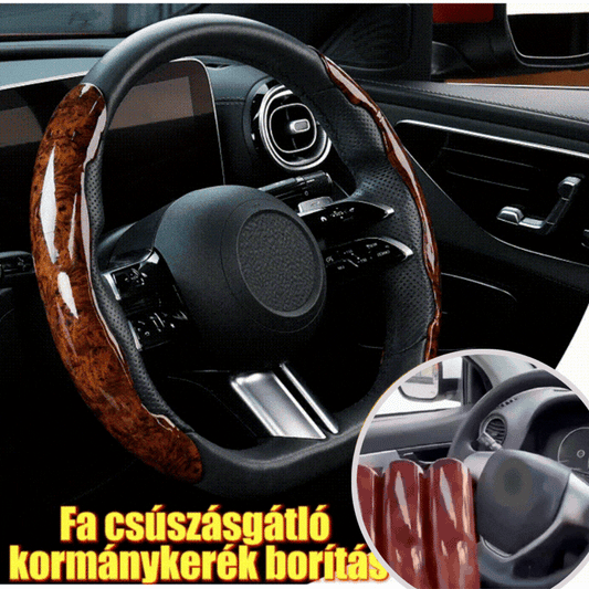 🚗【1 juego de 3 piezas】 Funda antideslizante para volante de coche con vetas de madera