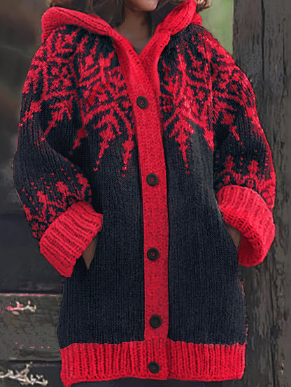 🔥【високо качество】【S~5XL】❄Елегантно ретро яке с качулка в цвят снежинка