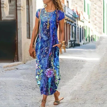 🌸【S-3XL】Nové jarní 2025 dámské stylové elegantní dlouhé šaty s potiskem