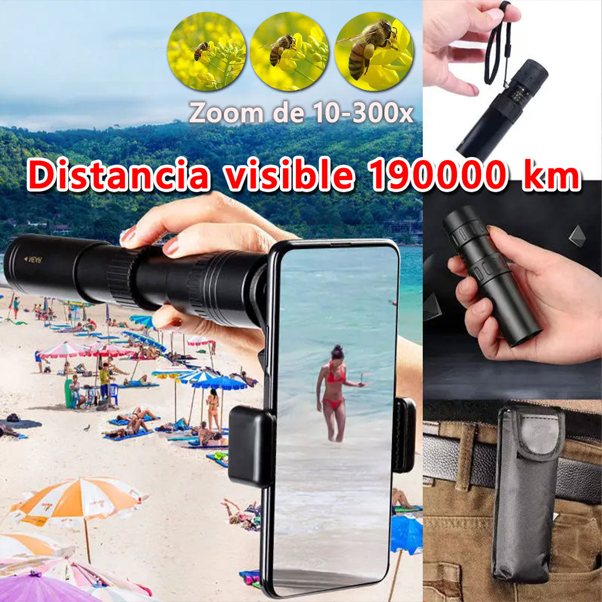 🔥🔥Високо качество, супер ниска цена🔥Монокулярен телескоп с висока разделителна способност, 10-300x увеличение